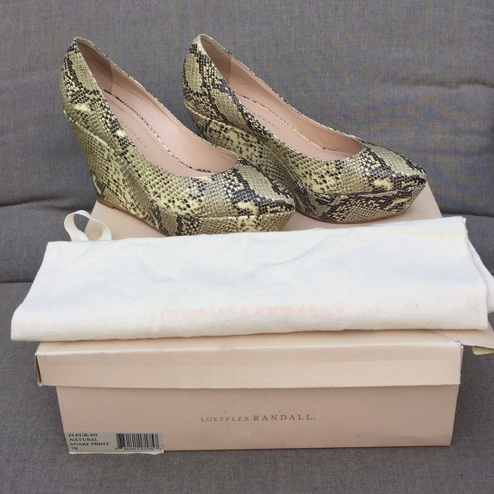 Loeffler Randall Closed Toe Python Platform Wedge - image 2